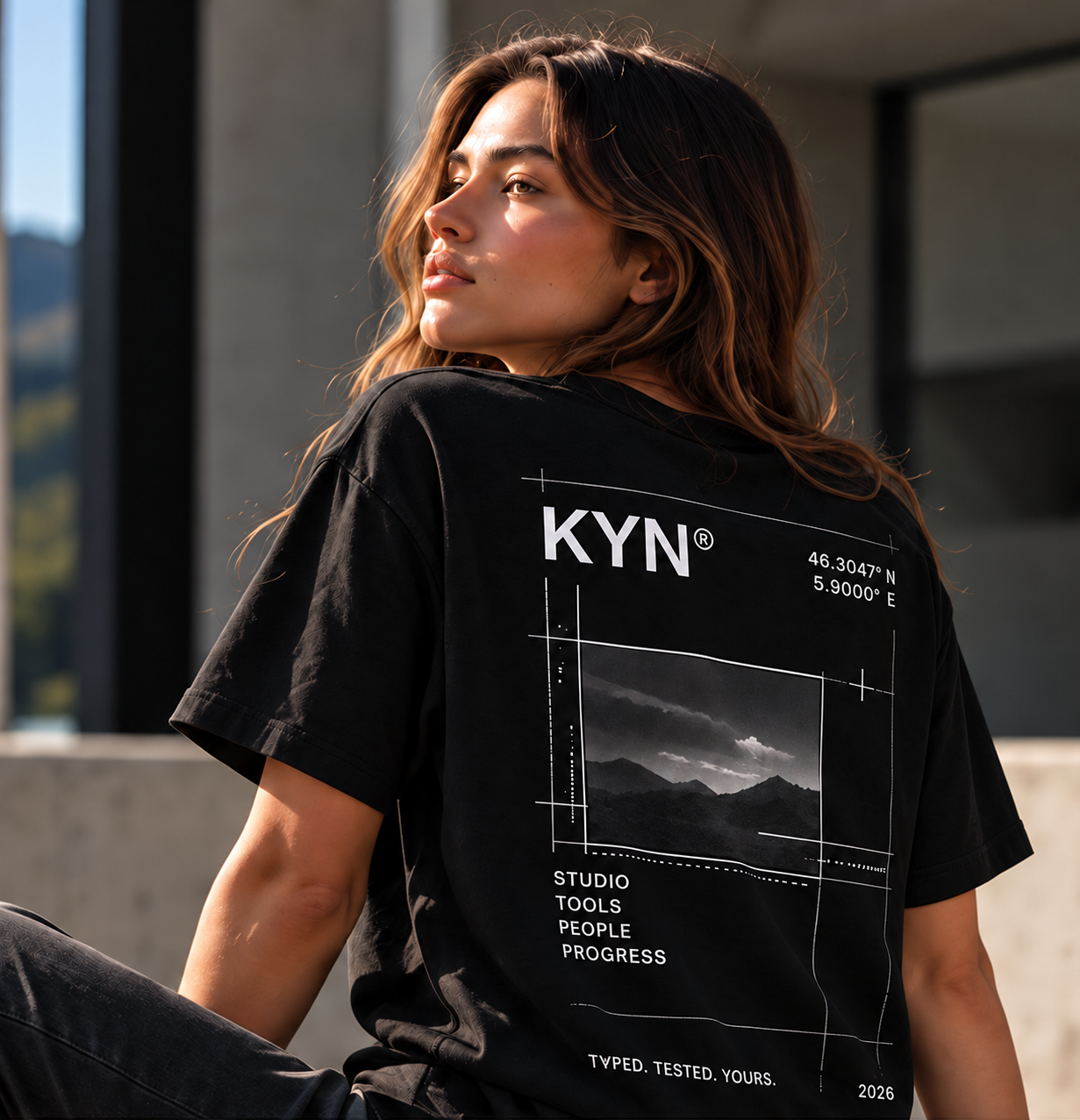 KYN Blueprint Tee — model view
