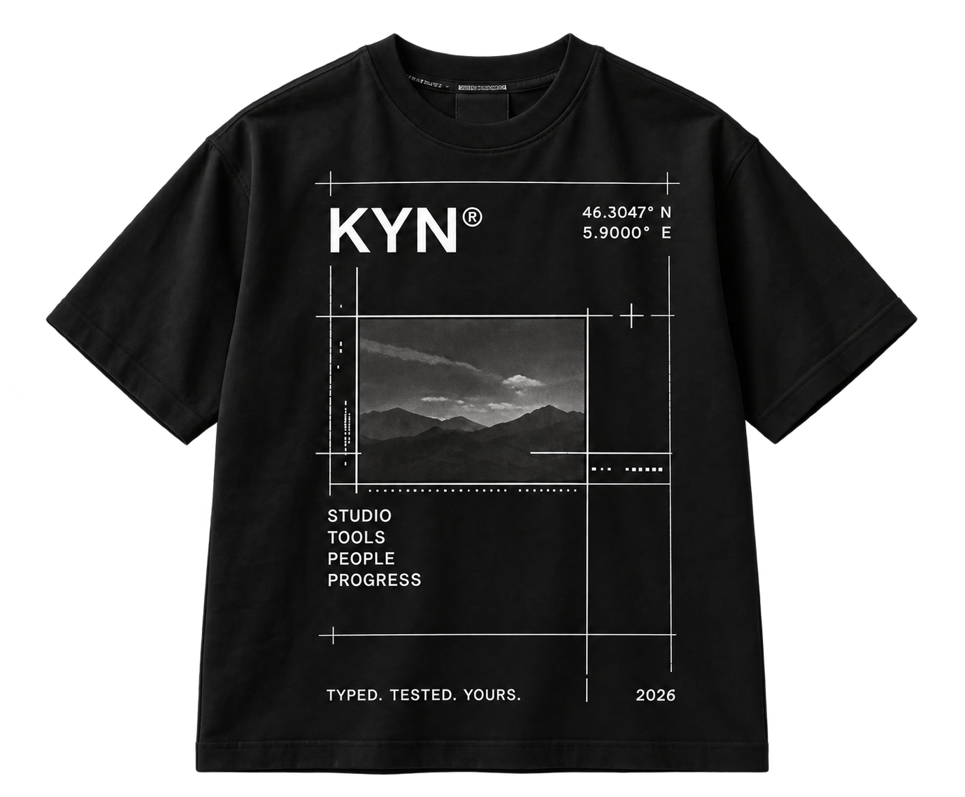 KYN Blueprint Tee in black — isolated product view