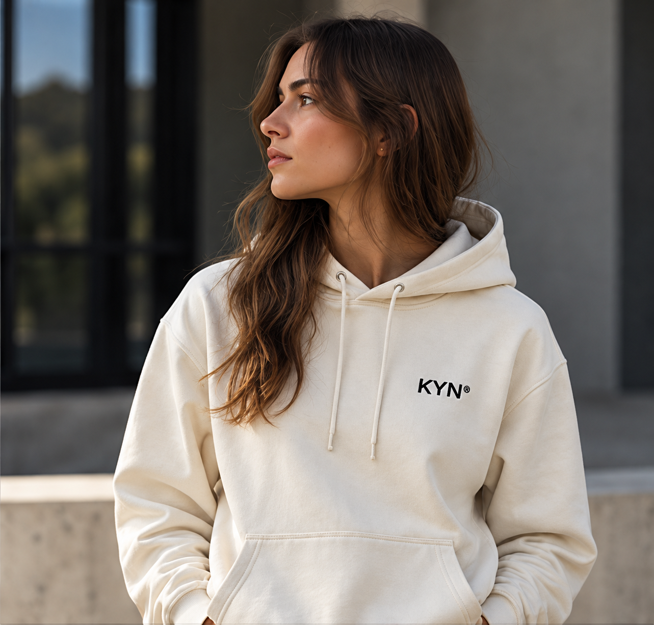 KYN Essential Hoodie — lifestyle view