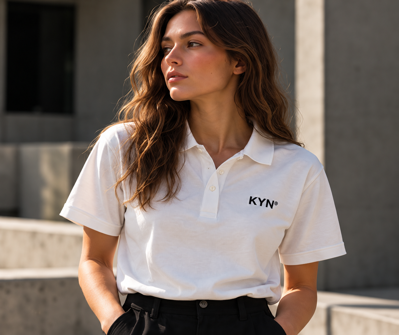 KYN Performance Polo — White — model view